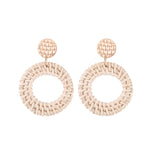 Orecchini intrecciati fatti a mano con vite di bambù Orecchini stile Bosomia, E2002-1 Ear Hook Circle, E2002-2 Black Frame, E2002-3 Yellow Frame, E2002-4 Blue Frame, E2002-5 Knock Pattern Circle, E2002-6 Knock Pattern Deep Cake                         ...