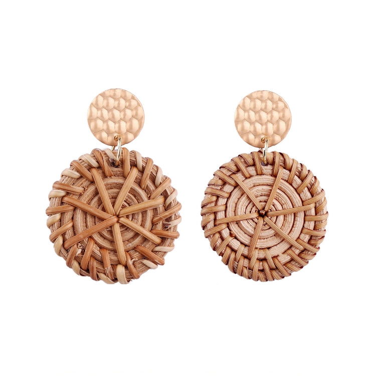 Orecchini intrecciati fatti a mano con vite di bambù Orecchini stile Bosomia, E2002-1 Ear Hook Circle, E2002-2 Black Frame, E2002-3 Yellow Frame, E2002-4 Blue Frame, E2002-5 Knock Pattern Circle, E2002-6 Knock Pattern Deep Cake                         ...