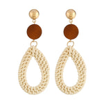 Orecchini intrecciati fatti a mano con vite di bambù Orecchini stile Bosomia, E2002-1 Ear Hook Circle, E2002-2 Black Frame, E2002-3 Yellow Frame, E2002-4 Blue Frame, E2002-5 Knock Pattern Circle, E2002-6 Knock Pattern Deep Cake                         ...
