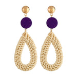 Orecchini intrecciati fatti a mano con vite di bambù Orecchini stile Bosomia, E2002-1 Ear Hook Circle, E2002-2 Black Frame, E2002-3 Yellow Frame, E2002-4 Blue Frame, E2002-5 Knock Pattern Circle, E2002-6 Knock Pattern Deep Cake                         ...