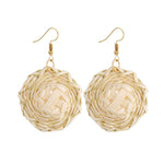 Orecchini intrecciati fatti a mano con vite di bambù Orecchini stile Bosomia, E2002-1 Ear Hook Circle, E2002-2 Black Frame, E2002-3 Yellow Frame, E2002-4 Blue Frame, E2002-5 Knock Pattern Circle, E2002-6 Knock Pattern Deep Cake                         ...