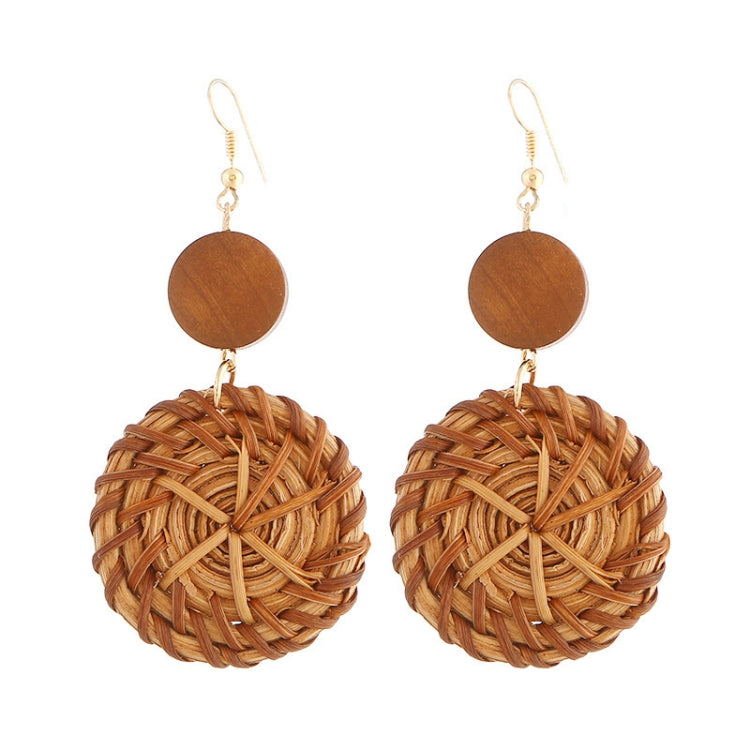 Orecchini intrecciati fatti a mano con vite di bambù Orecchini stile Bosomia, E2002-1 Ear Hook Circle, E2002-2 Black Frame, E2002-3 Yellow Frame, E2002-4 Blue Frame, E2002-5 Knock Pattern Circle, E2002-6 Knock Pattern Deep Cake                         ...
