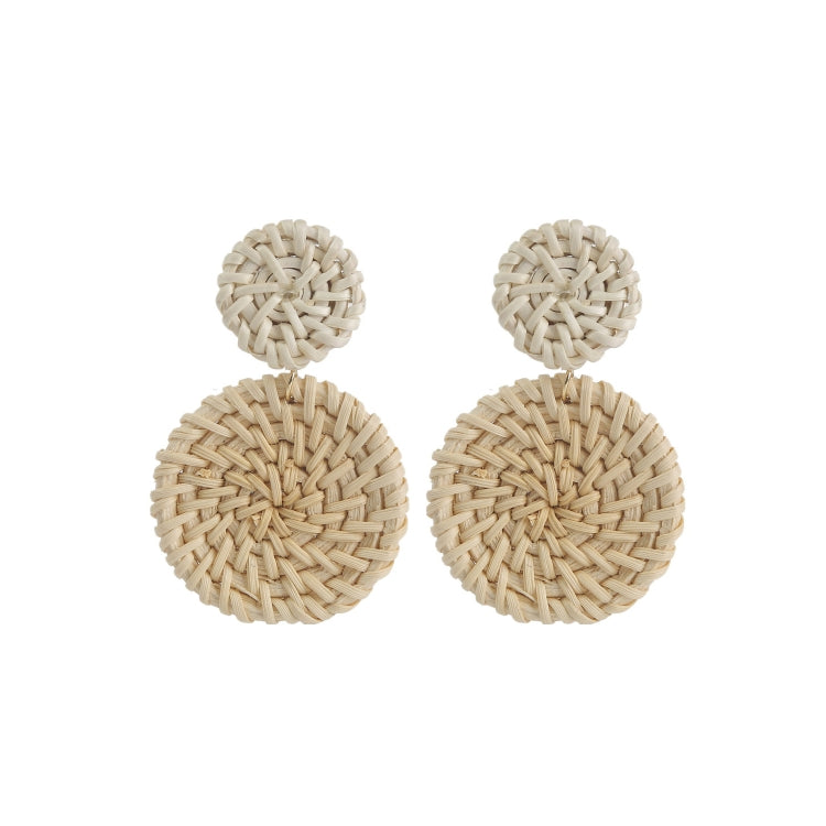 Orecchini intrecciati fatti a mano con vite di bambù Orecchini stile Bosomia, E2002-1 Ear Hook Circle, E2002-2 Black Frame, E2002-3 Yellow Frame, E2002-4 Blue Frame, E2002-5 Knock Pattern Circle, E2002-6 Knock Pattern Deep Cake                         ...