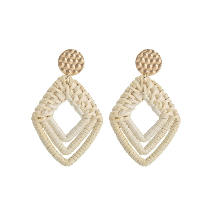 Orecchini intrecciati fatti a mano con vite di bambù Orecchini stile Bosomia, E2002-1 Ear Hook Circle, E2002-2 Black Frame, E2002-3 Yellow Frame, E2002-4 Blue Frame, E2002-5 Knock Pattern Circle, E2002-6 Knock Pattern Deep Cake                         ...