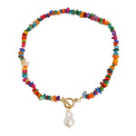 Collana in pietra naturale spezzata colorata Boho, modello:, N2105-9 Color Stone Pearl Pendant, N2206-8 Pink Stone, N2206-9 Light Blue Stone, N2206-10 Multi-color Stone, N2206-11 Transparent Stone, N2106-23 Pink Stone Single Chain                      ...