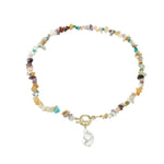 Collana in pietra naturale spezzata colorata Boho, modello:, N2105-9 Color Stone Pearl Pendant, N2206-8 Pink Stone, N2206-9 Light Blue Stone, N2206-10 Multi-color Stone, N2206-11 Transparent Stone, N2106-23 Pink Stone Single Chain                      ...