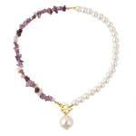 Collana in pietra naturale spezzata colorata Boho, modello:, N2105-9 Color Stone Pearl Pendant, N2206-8 Pink Stone, N2206-9 Light Blue Stone, N2206-10 Multi-color Stone, N2206-11 Transparent Stone, N2106-23 Pink Stone Single Chain                      ...