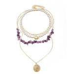 Collana in pietra naturale spezzata colorata Boho, modello:, N2105-9 Color Stone Pearl Pendant, N2206-8 Pink Stone, N2206-9 Light Blue Stone, N2206-10 Multi-color Stone, N2206-11 Transparent Stone, N2106-23 Pink Stone Single Chain                      ...