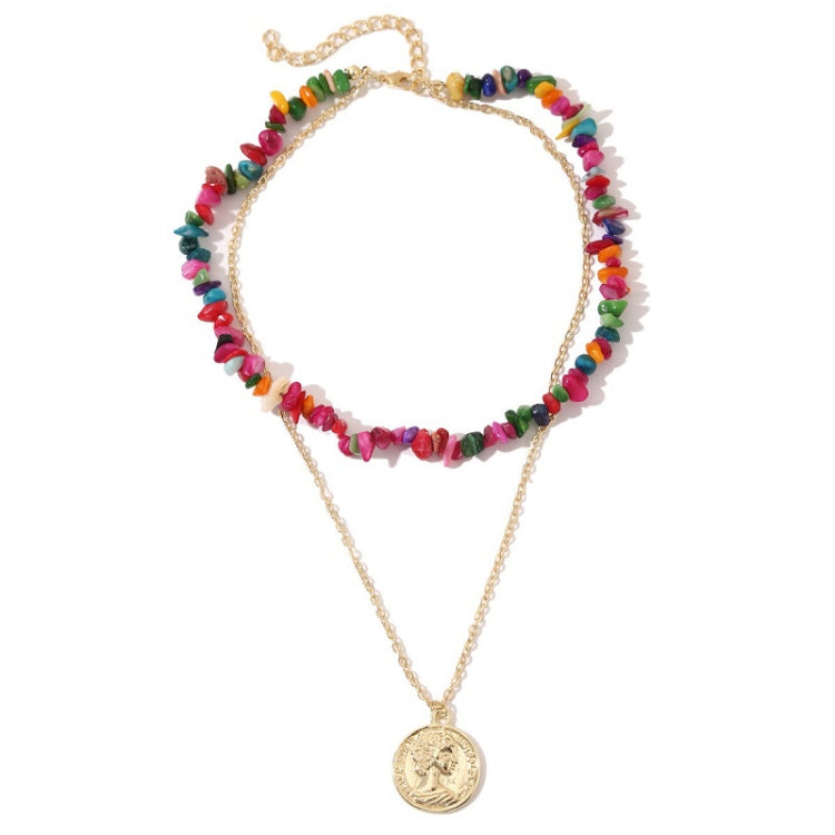 Collana in pietra naturale spezzata colorata Boho, modello:, N2105-9 Color Stone Pearl Pendant, N2206-8 Pink Stone, N2206-9 Light Blue Stone, N2206-10 Multi-color Stone, N2206-11 Transparent Stone, N2106-23 Pink Stone Single Chain                      ...