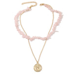 Collana in pietra naturale spezzata colorata Boho, modello:, N2105-9 Color Stone Pearl Pendant, N2206-8 Pink Stone, N2206-9 Light Blue Stone, N2206-10 Multi-color Stone, N2206-11 Transparent Stone, N2106-23 Pink Stone Single Chain                      ...