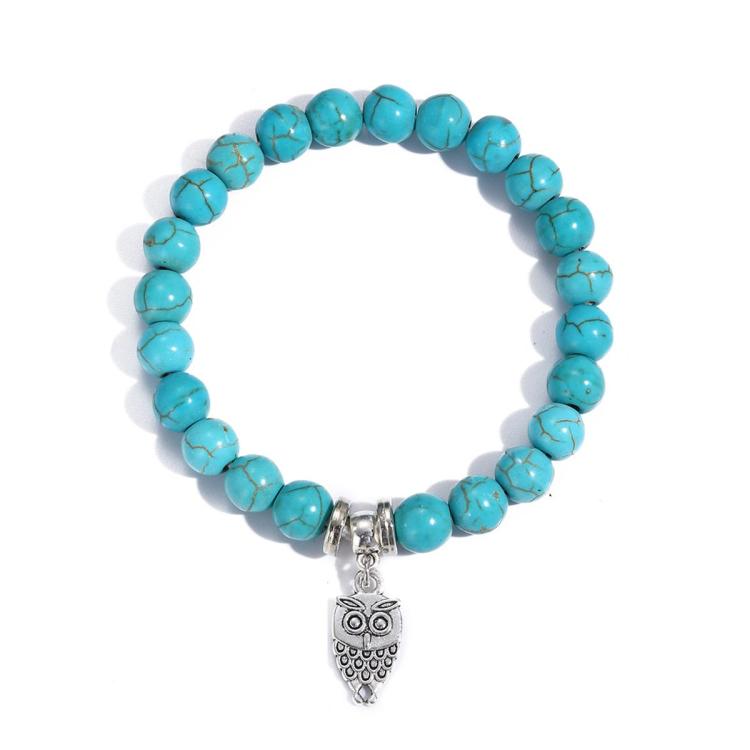 Bracciale con perline da donna Turchese Stile etnico Gioielli con ciondoli, S2208-2 Owl, S2208-3 Butterfly, S2208-4 Sea Star, S2208-5 Life Tree, S2208-1 Eyes, S2203-12 Cross, S2203-13 Turquoise Pendant, S2212-1 Eyes, S2303-1, S2303-2 Turtles           ...