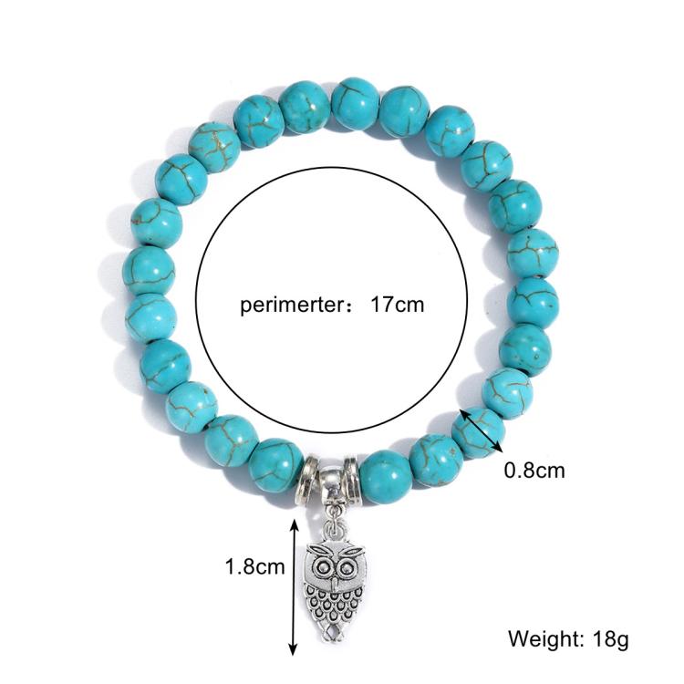 Bracciale con perline da donna Turchese Stile etnico Gioielli con ciondoli, S2208-2 Owl, S2208-3 Butterfly, S2208-4 Sea Star, S2208-5 Life Tree, S2208-1 Eyes, S2203-12 Cross, S2203-13 Turquoise Pendant, S2212-1 Eyes, S2303-1, S2303-2 Turtles           ...