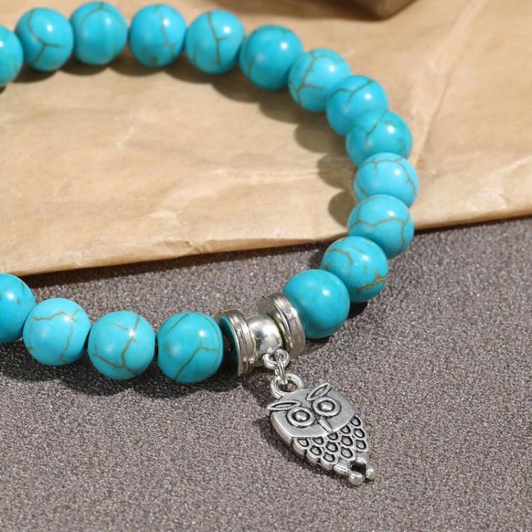 Bracciale con perline da donna Turchese Stile etnico Gioielli con ciondoli, S2208-2 Owl, S2208-3 Butterfly, S2208-4 Sea Star, S2208-5 Life Tree, S2208-1 Eyes, S2203-12 Cross, S2203-13 Turquoise Pendant, S2212-1 Eyes, S2303-1, S2303-2 Turtles           ...