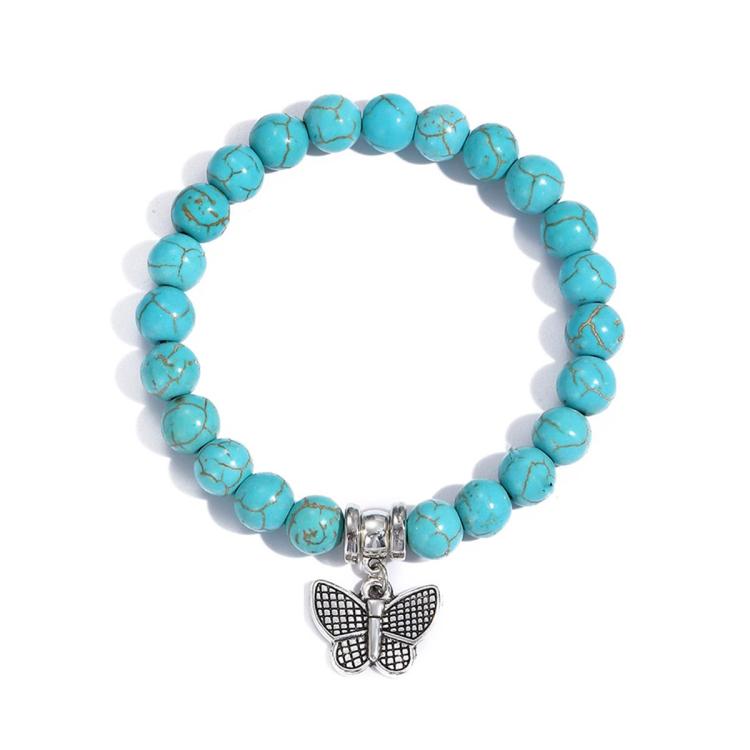 Bracciale con perline da donna Turchese Stile etnico Gioielli con ciondoli, S2208-2 Owl, S2208-3 Butterfly, S2208-4 Sea Star, S2208-5 Life Tree, S2208-1 Eyes, S2203-12 Cross, S2203-13 Turquoise Pendant, S2212-1 Eyes, S2303-1, S2303-2 Turtles           ...