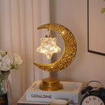 Lampada da tavolo per camera da letto a forma di luna in ferro battuto a LED, Moon Star, Moon Star With Hook