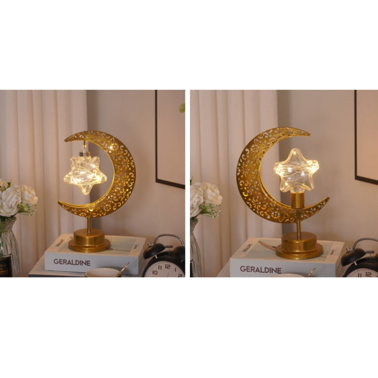 Lampada da tavolo per camera da letto a forma di luna in ferro battuto a LED, Moon Star, Moon Star With Hook