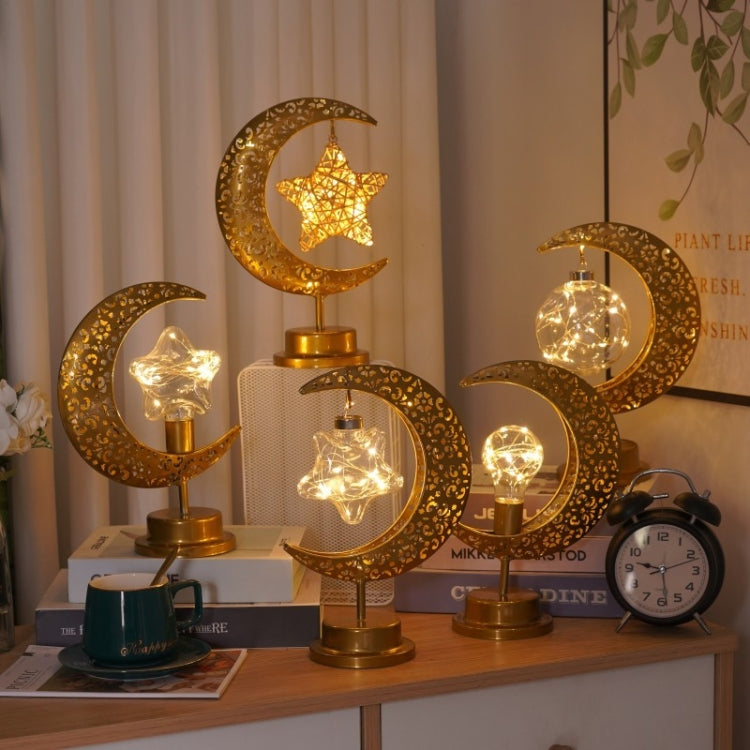 Lampada da tavolo per camera da letto a forma di luna in ferro battuto a LED, Moon Star, Moon Star With Hook