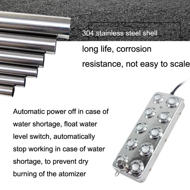 Accessori per atomizzazione ad ultrasuoni 10 teste Fog Maker Landscape Piastra di atomizzazione per umidificatore a grande volume di nebbia, spina americana, 10 Heads Fog Maker