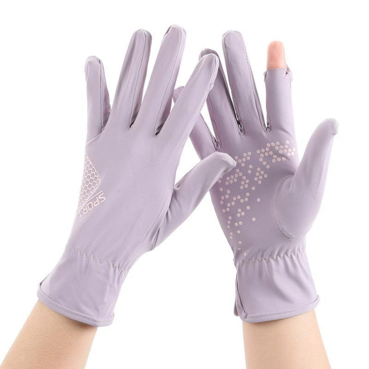1 paio di guanti da equitazione antiscivolo per dita di rugiada di seta estiva anti-ultravioletti, Free Size