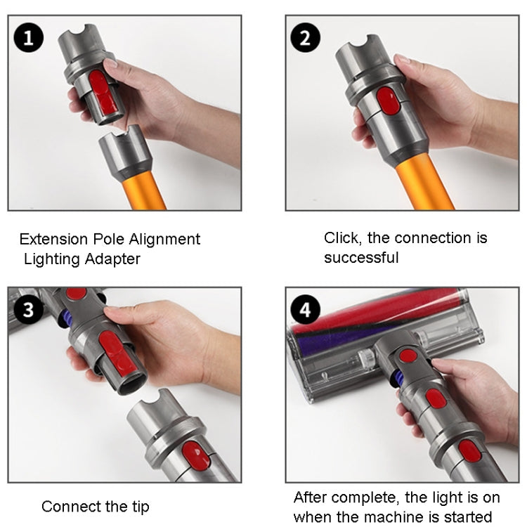 Per Dyson V7 V8 V10 V11 V15 Adattatore per testa di aspirazione per aspirapolvere con luce a LED