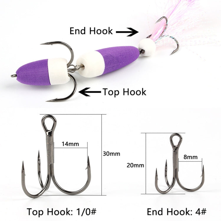 W.P.E PMG-M Foam Hook Soft Worm Bait Tre ganci di ancoraggio Esche finte, M