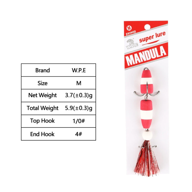 W.P.E PMG-M Foam Hook Soft Worm Bait Tre ganci di ancoraggio Esche finte, M