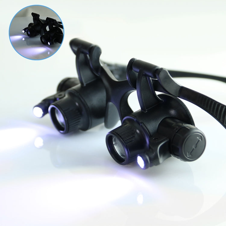 Lente d'ingrandimento binoculare con luce LED 10X/20X