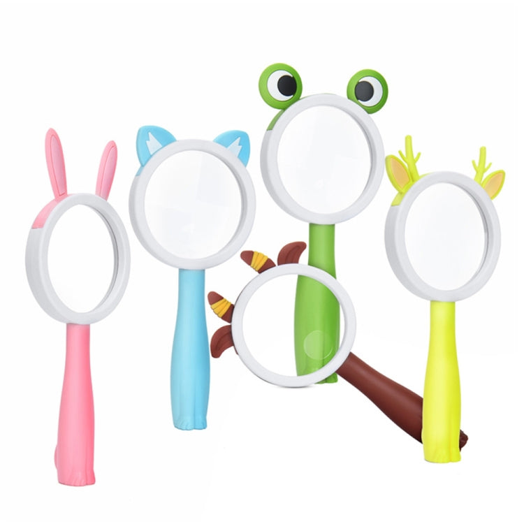2275 5X / 10X Lente d'ingrandimento per esperimenti scientifici per bambini palmari per animali dei cartoni animati, Pink Rabbit, Coffee Calf, Yellow Deer, Green Frog, Blue Cat