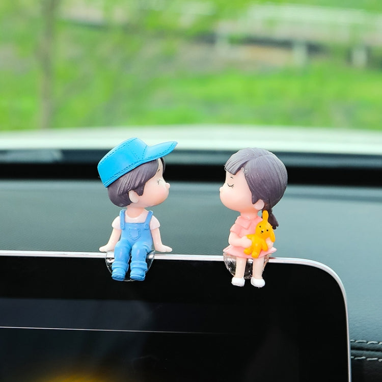 2pcs ornamento per auto ornamento adorabile bambola per coppia che si bacia, colore:, Blue, Gray, Reading, Clever, Blue+Balloon, Blue+Blue White Balloon, Gray+Balloon, Gray+Gray Balloon, Reading+Balloon, Clever+Balloon, Stool Blue Couple               ...