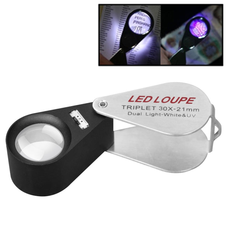 Lente d'ingrandimento 30X con 6 LED e 7 lampade UV