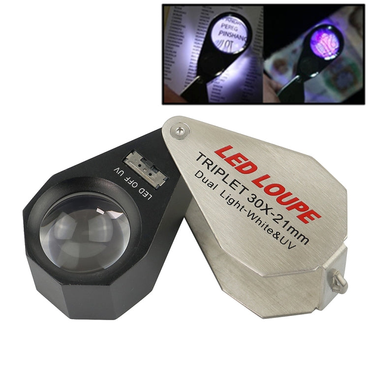 Lente d'ingrandimento 30X con 6 LED e 7 lampade UV
