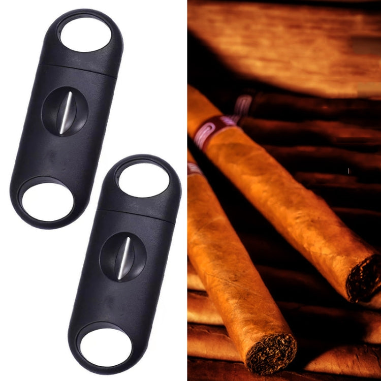 Foro di apertura per tagliasigari in plastica a forma di V in acciaio inossidabile portatile da 2 pezzi, Cigar Cutter Opening Hole