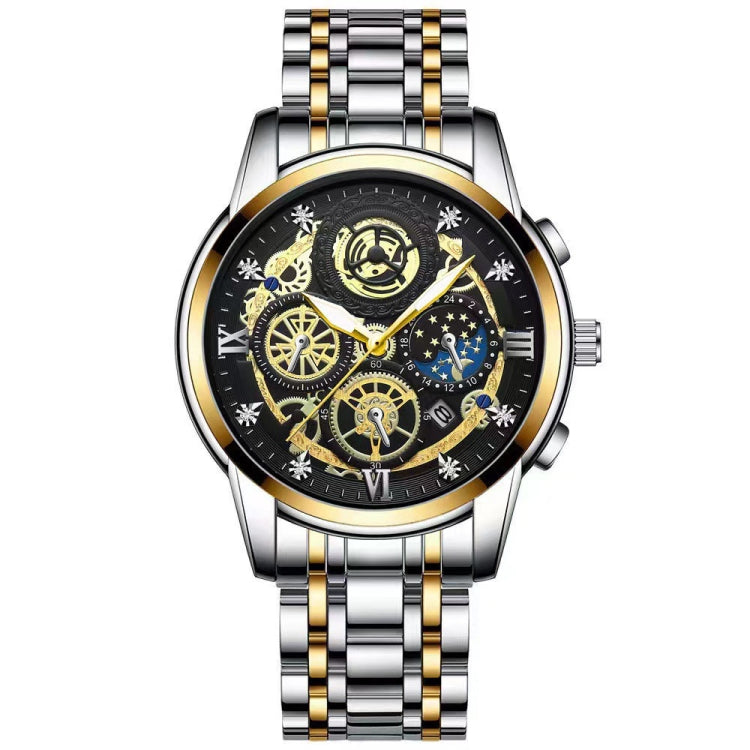BINBOND 4010 Orologio al quarzo luminoso scavato impermeabile multifunzionale