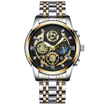 BINBOND 4010 Orologio al quarzo luminoso scavato impermeabile multifunzionale
