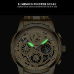 BINBOND 4010 Orologio al quarzo luminoso scavato impermeabile multifunzionale