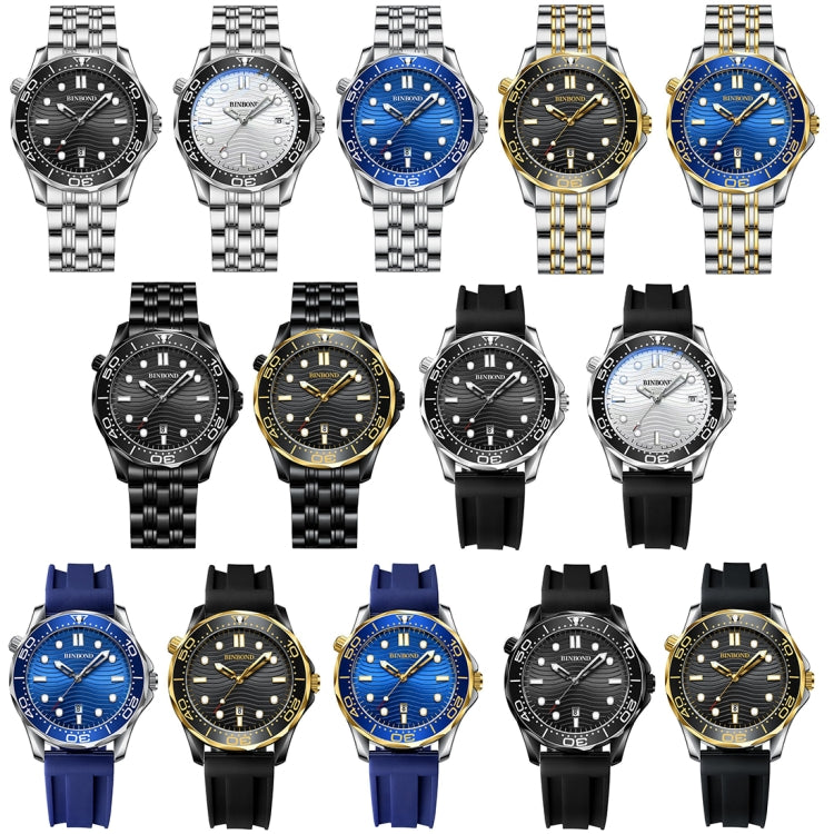 BINBOND B2820 Luminoso 30m Impermeabile Orologio da uomo sportivo al quarzo, White Steel Black Surface, White Steel White Surface, White Steel Blue Surface, Inter-gold Black Surface, Inter-gold Blue Surface, Black Steel Black Surface White             ...