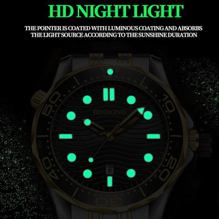 BINBOND B2820 Luminoso 30m Impermeabile Orologio da uomo sportivo al quarzo, White Steel Black Surface, White Steel White Surface, White Steel Blue Surface, Inter-gold Black Surface, Inter-gold Blue Surface, Black Steel Black Surface White             ...