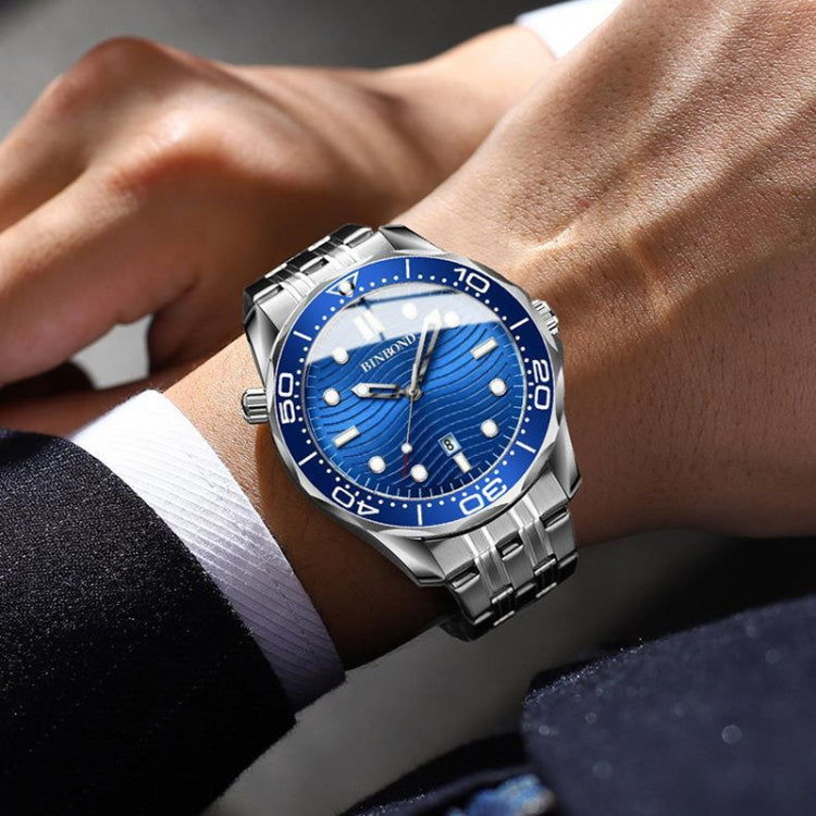 BINBOND B2820 Luminoso 30m Impermeabile Orologio da uomo sportivo al quarzo, White Steel Black Surface, White Steel White Surface, White Steel Blue Surface, Inter-gold Black Surface, Inter-gold Blue Surface, Black Steel Black Surface White             ...