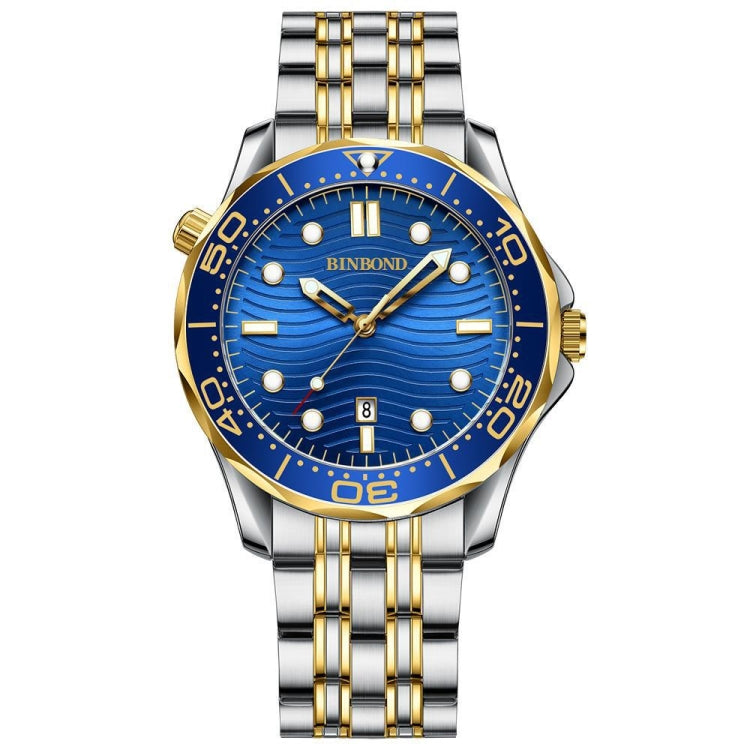 BINBOND B2820 Luminoso 30m Impermeabile Orologio da uomo sportivo al quarzo, White Steel Black Surface, White Steel White Surface, White Steel Blue Surface, Inter-gold Black Surface, Inter-gold Blue Surface, Black Steel Black Surface White             ...