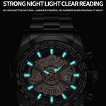 BINBOND S033 Orologio meccanico al quarzo luminoso impermeabile 30 m scavato, Black Steel-Black-White, Black Steel-Black-Gold, Black Steel-Black-Rose Gold, Full Gold-Black-Gold, Black Steel-Rose Gold-Black, Blue Steel-Blue, White Steel-Black           ...