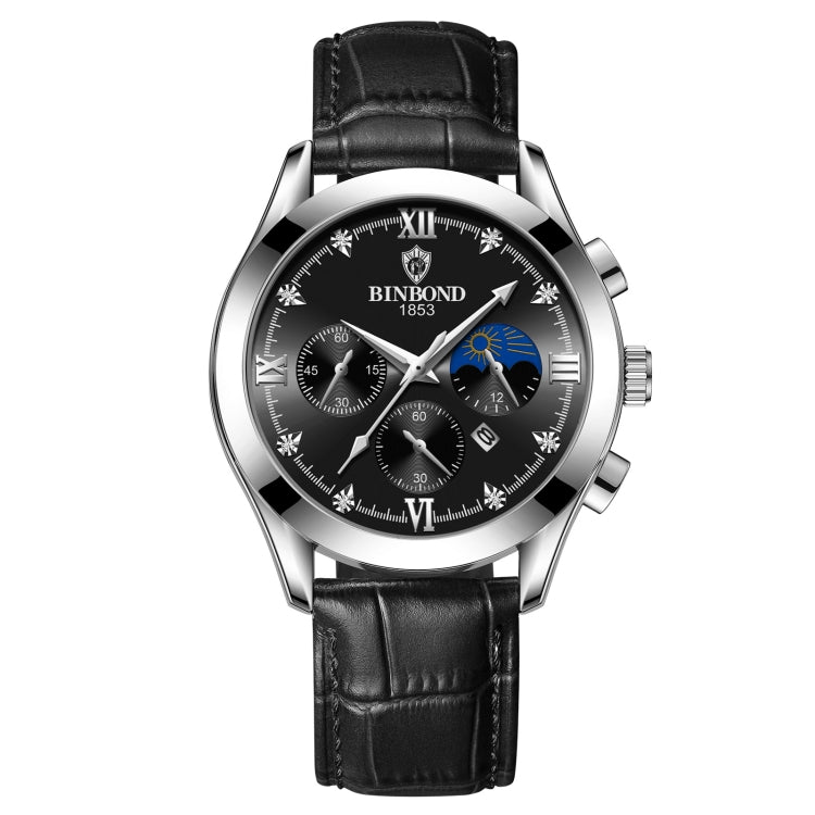 BINBOND B3591 Orologio da uomo calendario luminoso impermeabile 30 m, Rose Gold-Black, Rose Gold-White, Black Steel-Black, White Steel-Black, White Steel-White, Brown Leather-Rose-Black, Brown Leather-Rose-White, Black Leather-White-Black              ...