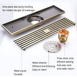 Scarico a pavimento a striscia di rame completa estesa 8x30 cm, stile:, K8034 Chrome Plated+Black Straight Row, K8034 Chrome Plated+Copper Self Seal, K8034 Chrome Plated+5.5 Deep Water Seal, K8034 Chrome Plated+Magnetic Suspension                      ...