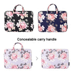 H40-B01 Borsa per laptop con motivo a rosa bianca Borsa per fodera per computer con manico, 12 Inch, 13 Inch, 14 Inch, 15 Inch