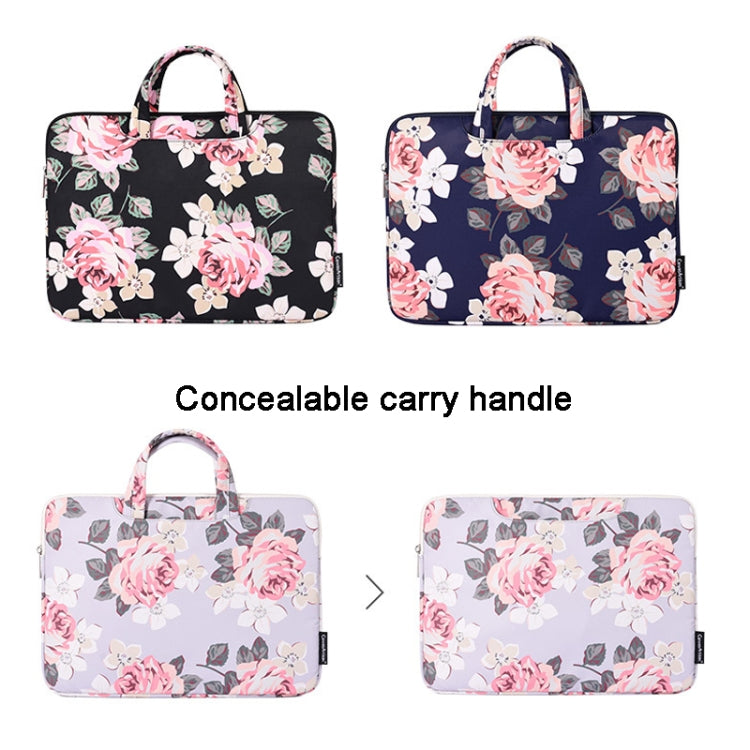 H40-B01 Borsa per laptop con motivo a rosa bianca Borsa per fodera per computer con manico, 12 Inch, 13 Inch, 14 Inch, 15 Inch