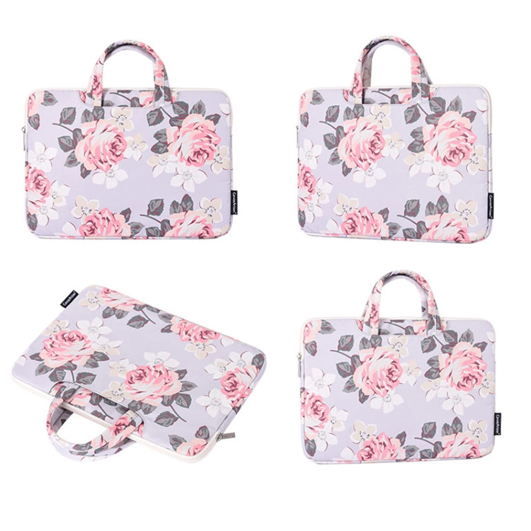 H40-B01 Borsa per laptop con motivo a rosa bianca Borsa per fodera per computer con manico, 12 Inch, 13 Inch, 14 Inch, 15 Inch