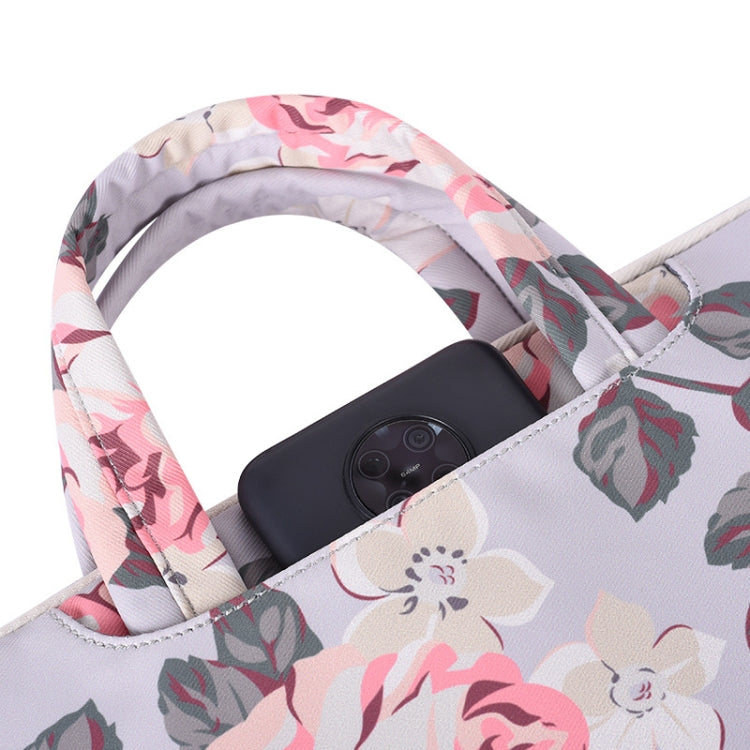 H40-B01 Borsa per laptop con motivo a rosa bianca Borsa per fodera per computer con manico, 12 Inch, 13 Inch, 14 Inch, 15 Inch