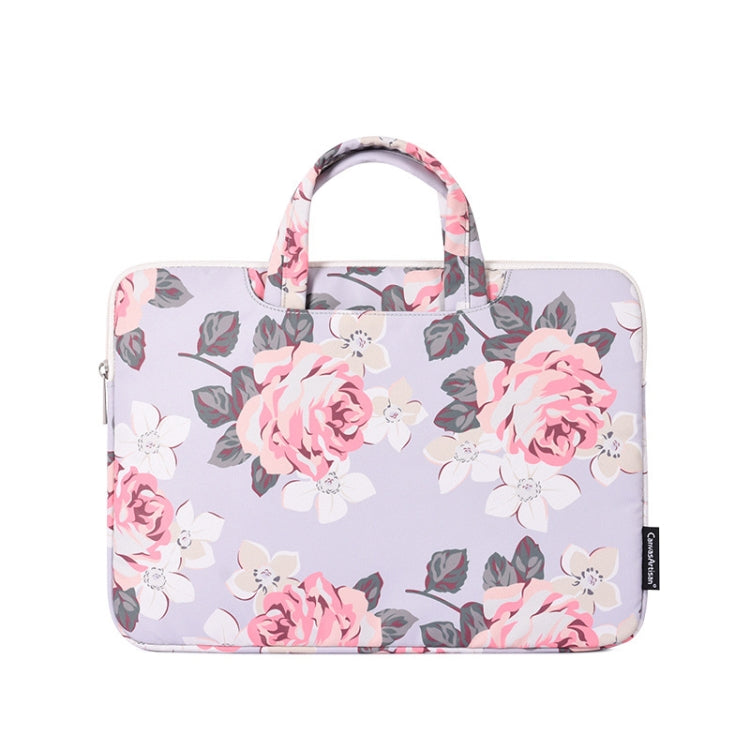 H40-B01 Borsa per laptop con motivo a rosa bianca Borsa per fodera per computer con manico, 12 Inch, 13 Inch, 14 Inch, 15 Inch