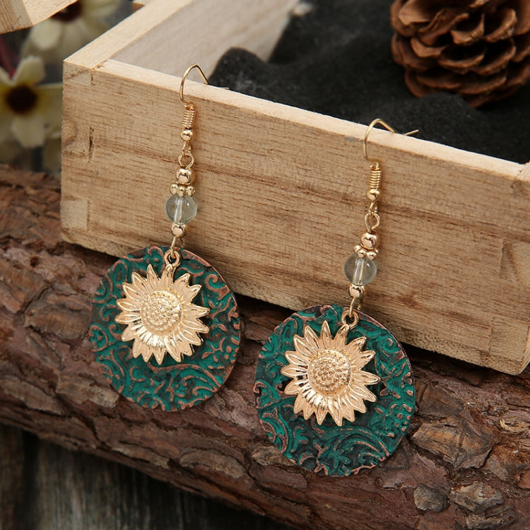 3 paia di orecchini vintage vintage a due strati con girasole bohémien, EA584