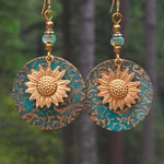 3 paia di orecchini vintage vintage a due strati con girasole bohémien, EA584