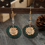3 paia di orecchini vintage vintage a due strati con girasole bohémien, EA584